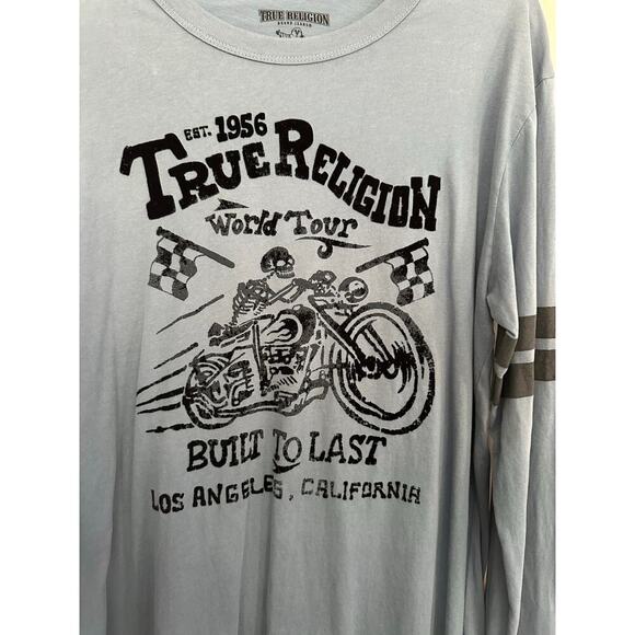 True Religion Men's Blue Built to Last World Tour Crew Neck Sweatshirt Size XL - Picture 2 of 4